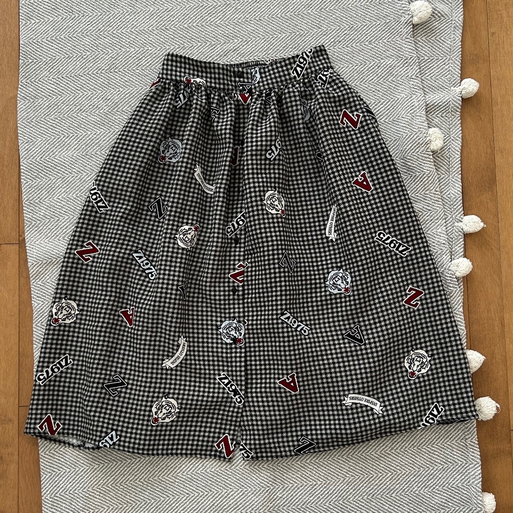Zara⎪Gingham Midi Skirt